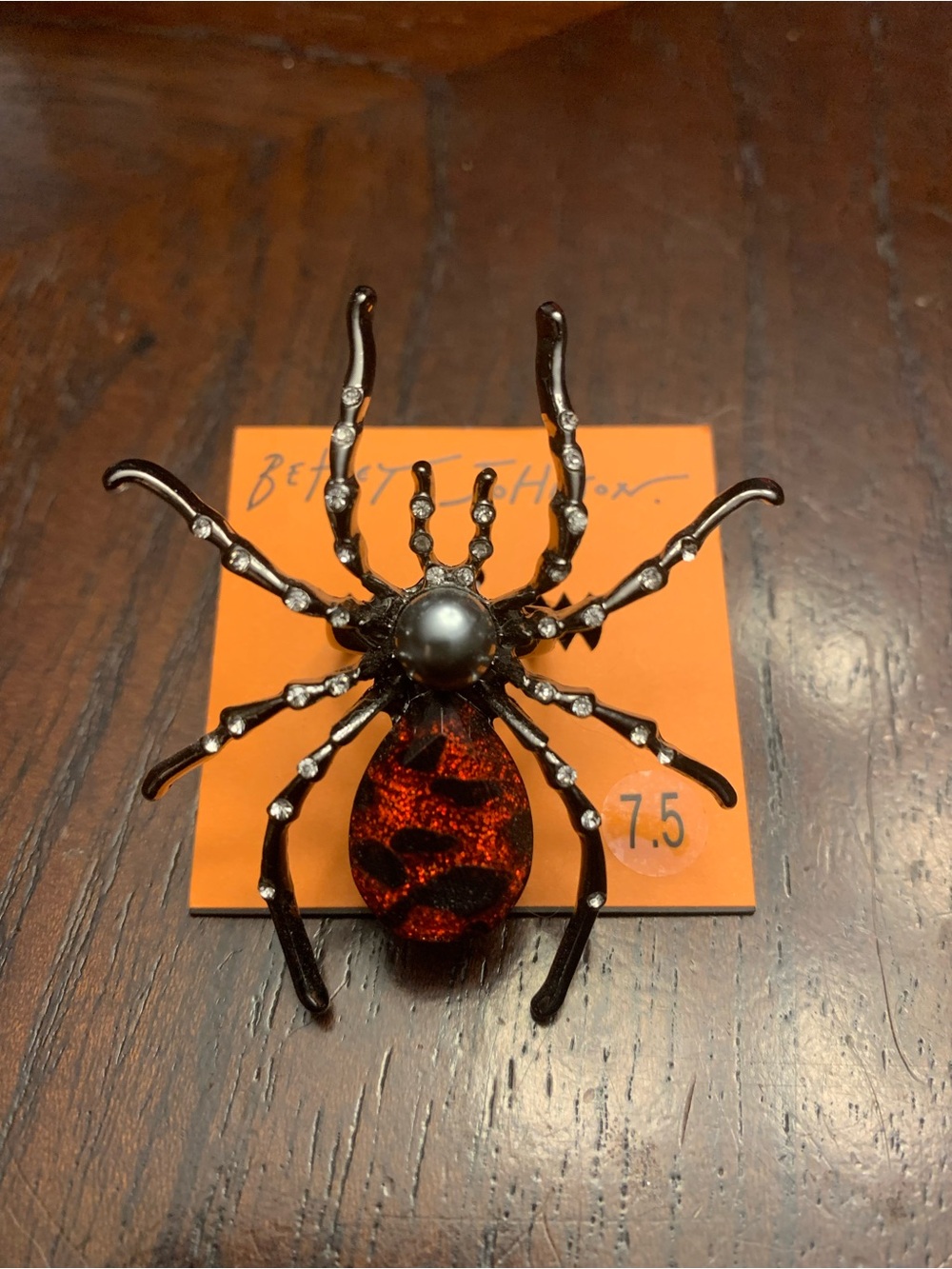 Betsey Johnson Black Metal and Red Spider Ring